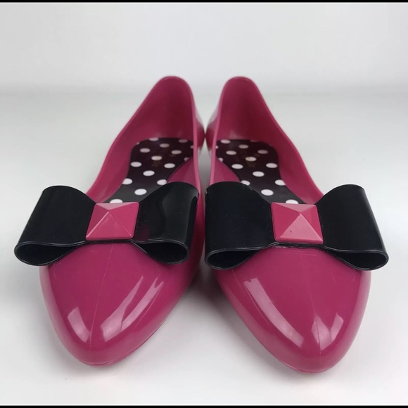 KATE SPADE PINK JELLY BALLERINA FLATS w Bow [SH-7] - Picture 2 of 7